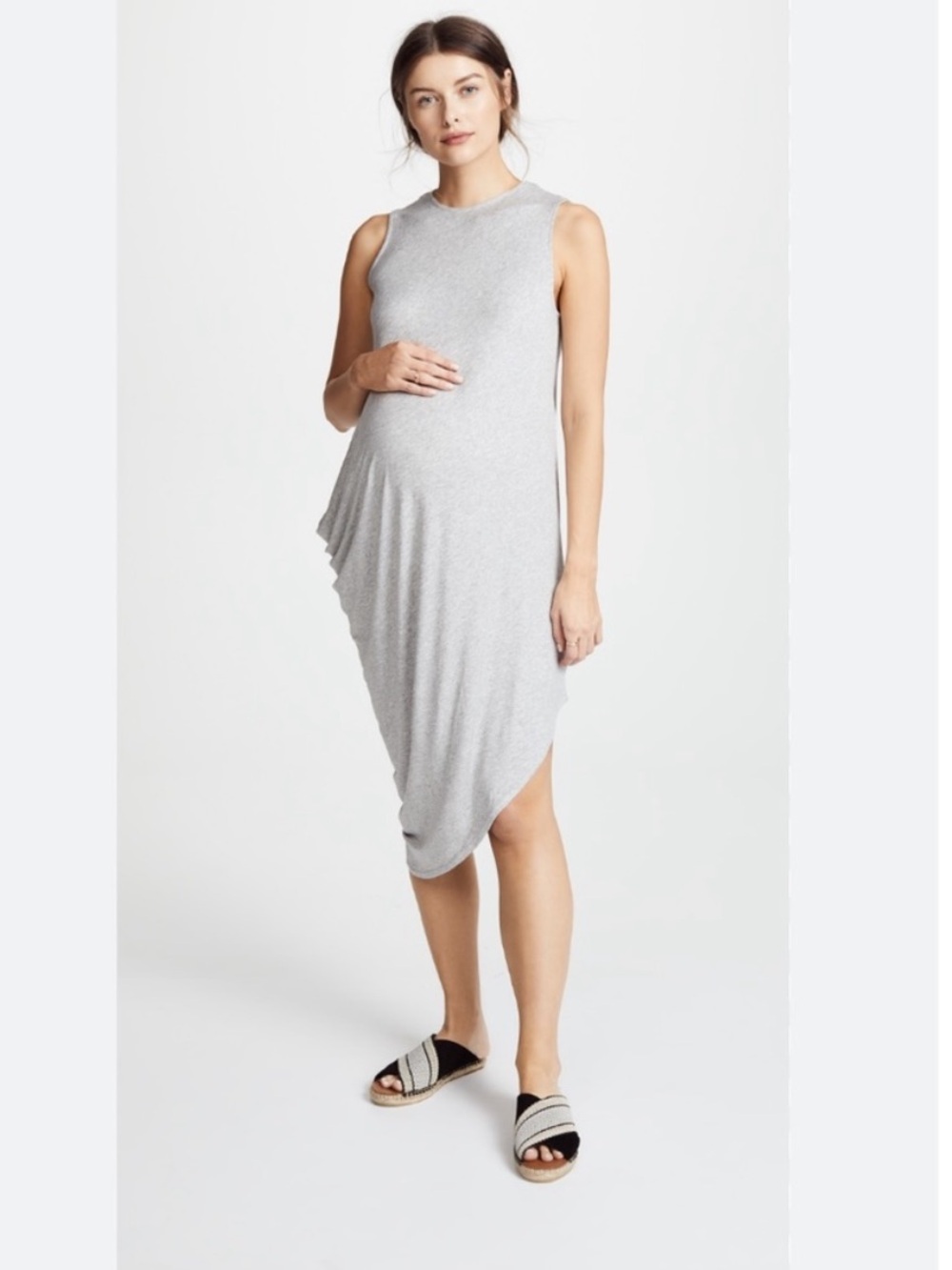Hatch Highline Sleeveless Heather Gray Asymmetrical Midi Dress